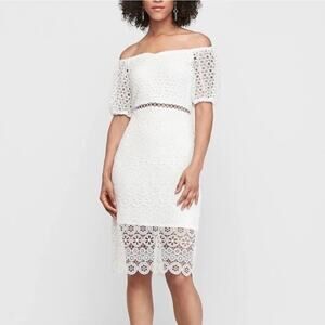 Express Lace Crochet Eyelet Midi Dress